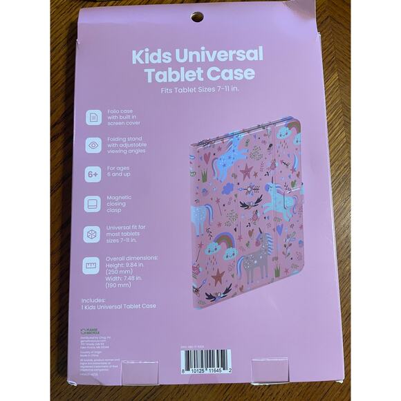 Pink Unicorn Stand-able Tablet Case, Universal fits 7-11” tablets - Picture 2 of 2